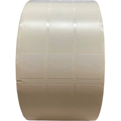 Plastová Etiketa 25 mm x 95 mm, Perforácia, Zásek, 3 - Produkcia, Polyvinylchlorid PVC Outdoor, Samolaminovacia, Transparentná a biela, Dutinka 76 mm, 3000 ks/kotúč, Silné lepidlo, Fotoznačka naľavo,