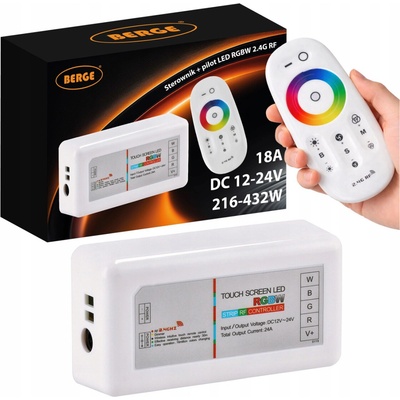 BERGE Ovladač LED RGB RGBW dálkové ovládání rádiový ovladač pro LED pásky 18A dotykový RF BAS007