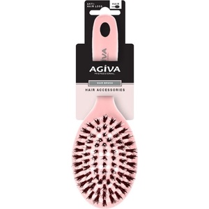 Agiva Professional Четка за коса с естествен косъм, розова