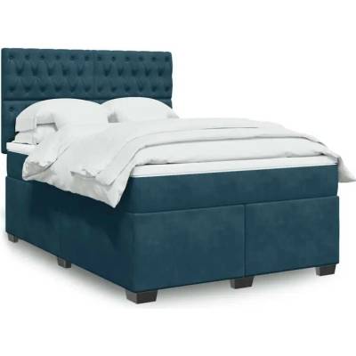vidaXL 11461.3293264 Boxspring postel s matrací modrá samet