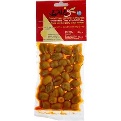 Ilida Olivy zelené bez pecky s mletou chilli paprikou 100 g – Zbozi.Blesk.cz