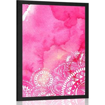 Plakát Mandala růžový akvarel - 20x30 silver