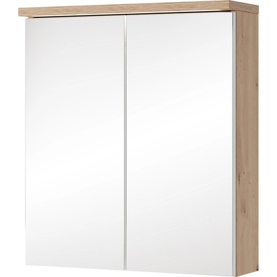 Szynaka Závěsná zrcadlová skříňka s LED osvětlením Sting 56 60 cm dub Artisan