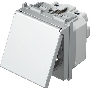 TEM Контакт шуко 2P+E 16A 2M с капаче, цвят Сребро мат, Modul - VM11SS (VM11SS)