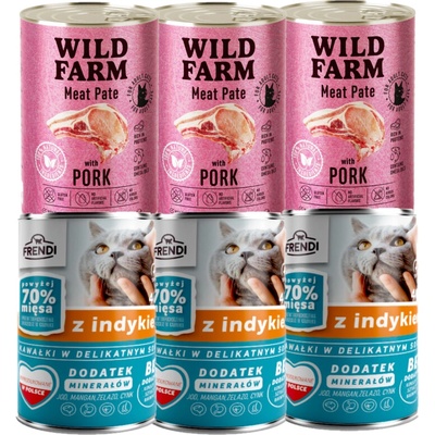 Frendi kousky v jemné krůtí omáčce 3 x 400 g + Wold Farm Pate Pork 3 x 400 g