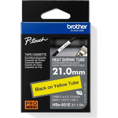 BROTHER HSE-651E - černý tisk na žluté, šířka 21,0 mm