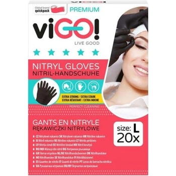 Vigo Домакински ръкавици нитрилни черни Vigo размер L 20бр