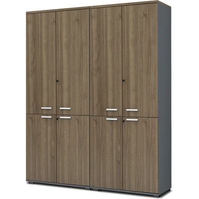 TopMebel Venturo TopMebel офисна библиотека от меламин с врати в антрацит - орех цвят 160x40x200cm