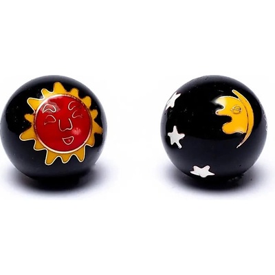 Authentic Čínske meditačné guličky (Baoding balls) Slnko & Mesiac čierne 3,5cm