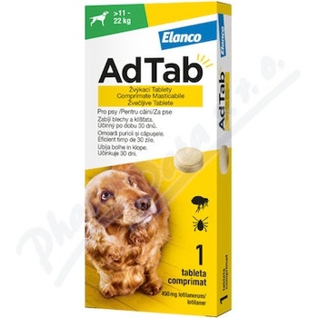 AdTab 450 mg žuvacie tablety pre psov 11-22 kg 1 tbl