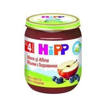 HiPP Пюре hipp, Био ябълки, боровинки, 125г, 9062300134206
