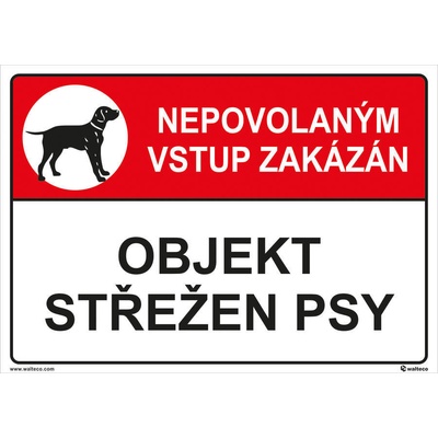 Walteco Objekt střežen psy 210x148mm, formát A5, plastová tabulka Množství: 1 ks , 20118