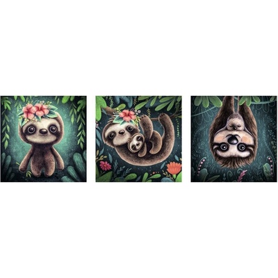 Obraz na plátne set 3ks Sloth 25x25 cm