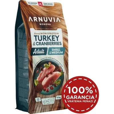 Arnuvia Monova Dog Adult Small & Medium Turkey & Cranberries 12 kg