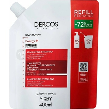 VICHY DERCOS ENERGY+ STIMULATING SHAMPOO stimulujúci šampón náhradná náplň 400 ml