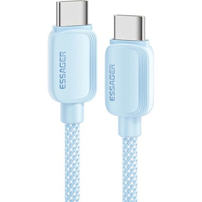 Essager ES-X46 opletený nabíjací a dátový USB-C na USB-C 1m modrý