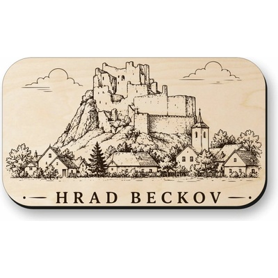 Drevená magnetka Hrad Beckov - slovenský historický suvenír