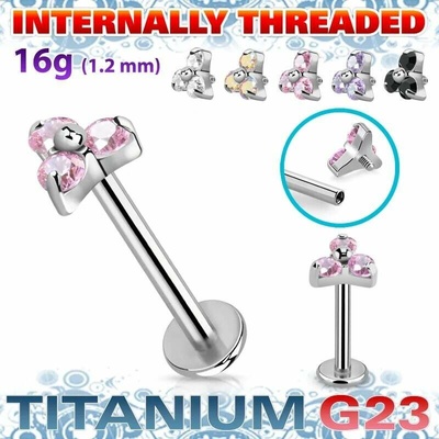 InfinityPierce Titanový labret G23 s třemi krystaly ULBIN13