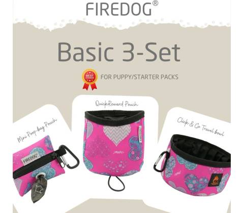 Firedog Basic 3-Set Fuchsia Hearts
