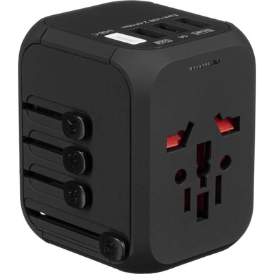 Kanex GoPower International USB-C Travel Adapter - адаптер за ел. мрежа с преходници за цял свят и 3 USB и USB-C изхода (черен)