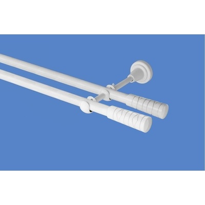 OK-GarnýžeCZ Garnýž kovová dvouřadá 16mm Torino double bílá 420 cm do stěny / na tunýlek - bez kroužků