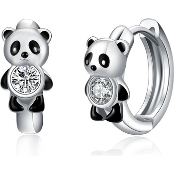 Olivie strieborné náušnice panda 5881