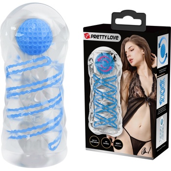 Pretty Love Tightening Spiral & Stimulation Ball Masturbator Transparent-Blue