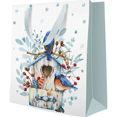 Paw Papírová taška PAW Blue Winter střední ,balení 10 ks