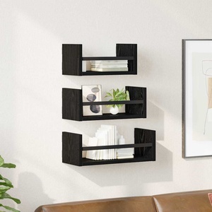 vidaXL Комплект стенни рафтове 3 бр. Черния дъб 40x16x14см (882789)