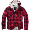 Brandit Lumberjacket bunda s kapucňou červeno-čierna