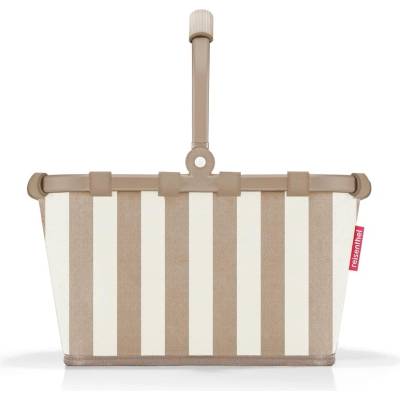 Reisenthel carrybag XS summerstripes coffee - Sturdy shopping basket with practical inner pocket - Elegant and water-repellent design - BN6056