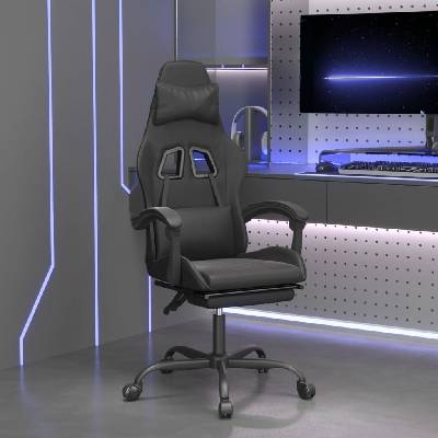 vidaXL Otočná herní židle s podnožkou černá umělá kůže 349539