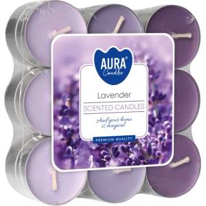 BISPOL Ароматни чаени свещи Bispol Aura - Lavender, 18 броя (p15-18-79)