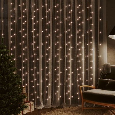 Vidaxl LED svetelný záves 3x3 m 300 LED teplý biely 8 funkcií