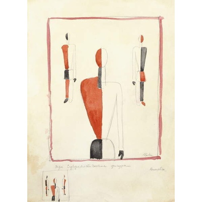 Plakát, Obraz - Three Suprematist Figures, Malevich, Kazimir Severinovich, 30 × 40 cm