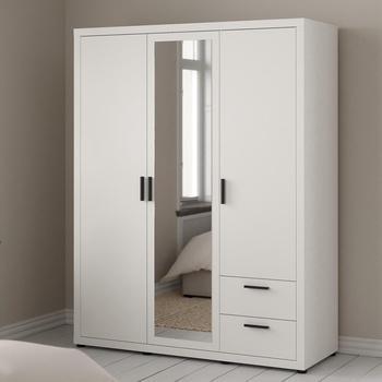 Трикрилен гардероб Mira Бял
