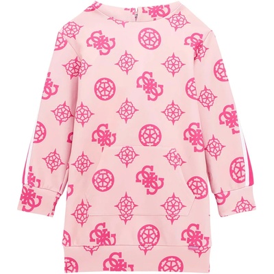 Guess Свободна трикотажна рокля в розово с цветни щампи Guess