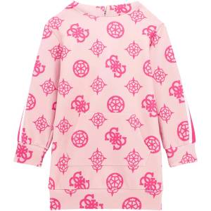 Guess Свободна трикотажна рокля в розово с цветни щампи Guess