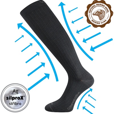 VoXX WOOLAX kompresní podkolenky s merino vlnou Tmavě šedá – Zbozi.Blesk.cz