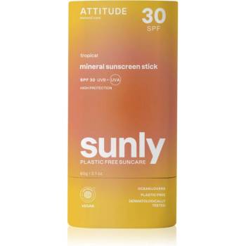 ATTITUDE Sunly Tropical слънцезащитен минерален крем в стик SPF 30 60 гр