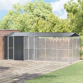 vidaXL Клетка за птици със съхранение Антрацит 645 x 310 x 247 см (3325163)