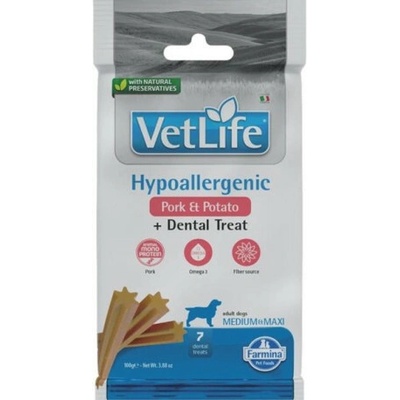 Vet Life Dog Dental Snack Hypoall. Pork Adult M&L 100 g