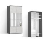 BRW Гардероб FLEX 120 / 66 / 240 см сив с огледало (27/120-66-240/gray-sibiu-lustro/flex/brw)