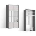 BRW Гардероб FLEX 120 / 66 / 240 см сив с огледало (27/120-66-240/gray-sibiu-lustro/flex/brw)