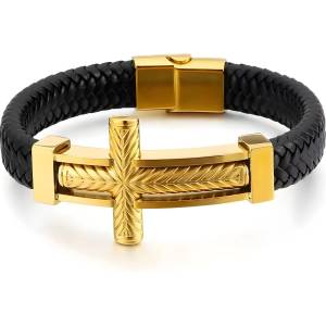 HARAHU Гривна Big Cross - Черна / Златна KP32506