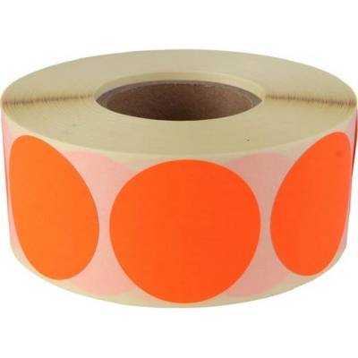 Etikety, 38 mm, okrúhle, 1000 etikiet/kotúč, fluo červená, .