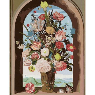 zuty Malování Podle Čísel Váza S Květinami V Okenním Výklenku Ambrosius Bosschaert 80 x 100 Cm