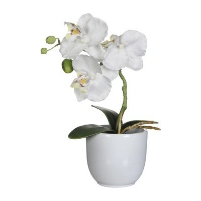 Umělá květina phalaenopsis 26 cm bílá