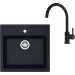 Franke - Кухненски комплект мивка Tectonite SID 610 и смесител FC 6018.901, черно/мат черно 143.0687. 310 (143.0687.310) Мивка за вграждане