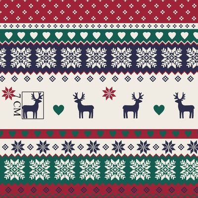 Modernatex Vánoční bavlněná látka, metráž, šíře 160 cm, Jeleni Zelený ornament